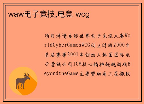 waw电子竞技,电竞 wcg